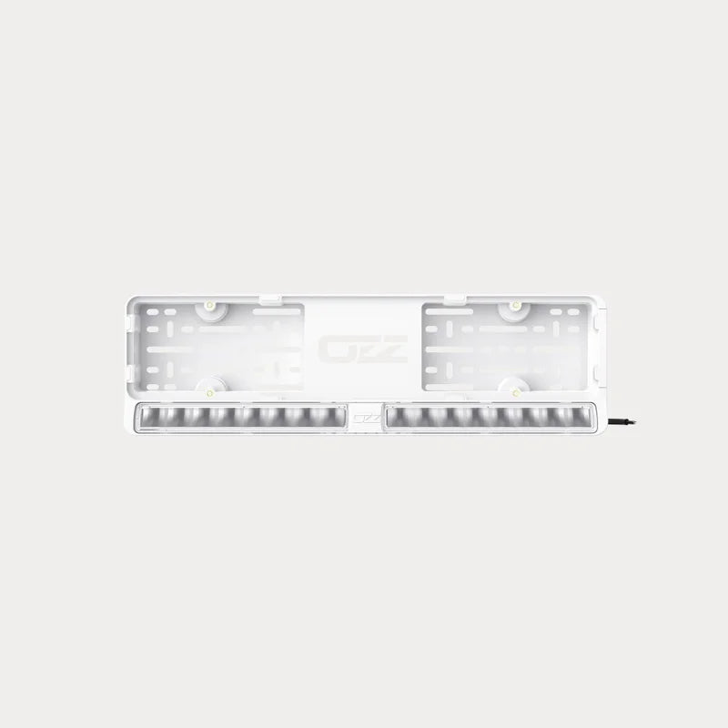 OZZ DLP1 LED Licence Plate Holder with Integrated Driving Light Bar – 9,600 Lumen, White, 10–32V