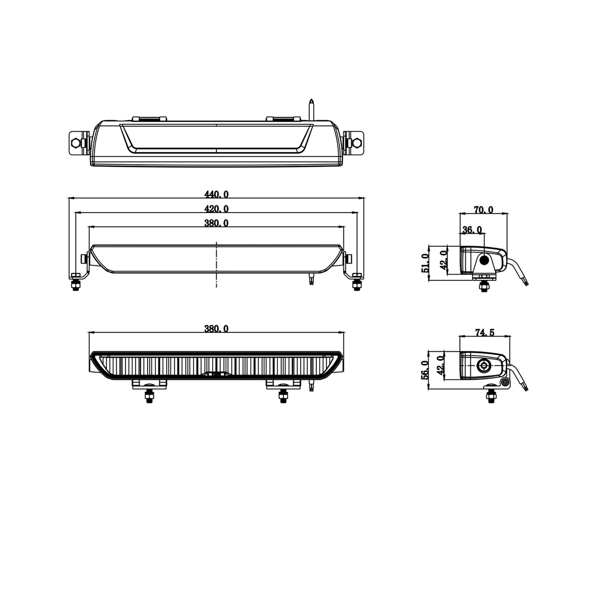 OZZ XB1 15" LED Driving Light Bar – 9,600 Lumen, White, 10–32V