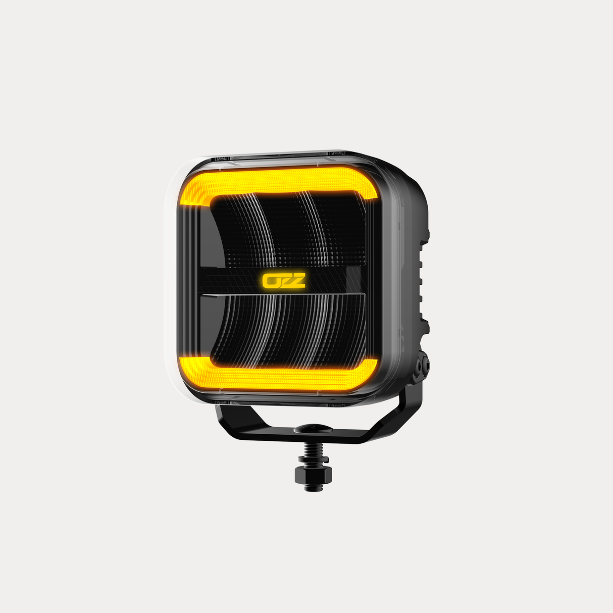 OZZ SQR 5" LED Work Light – Flood Beam with R65 Class 2 Warning Light, 12–24V