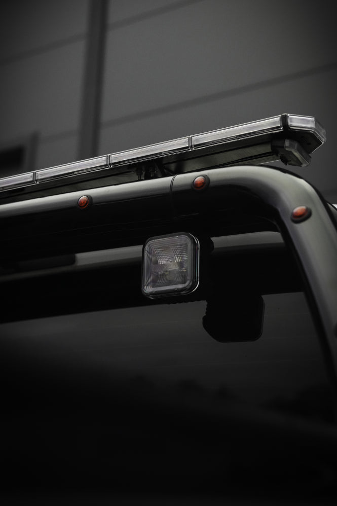 OZZ SQR 3" LED Work Light – Flood Beam with R65 Class 2 Warning Light, 12–24V