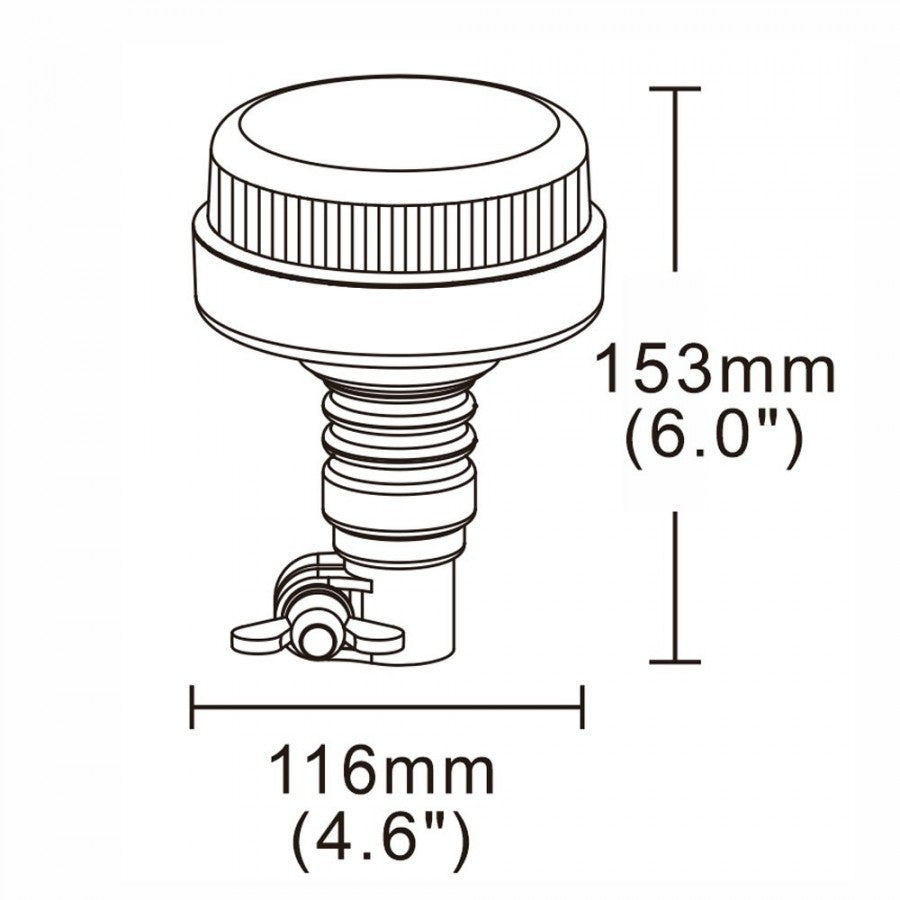 Truck LED ECE R65 LED Low Profile Flashing Beacon Amber - Flexi DIN