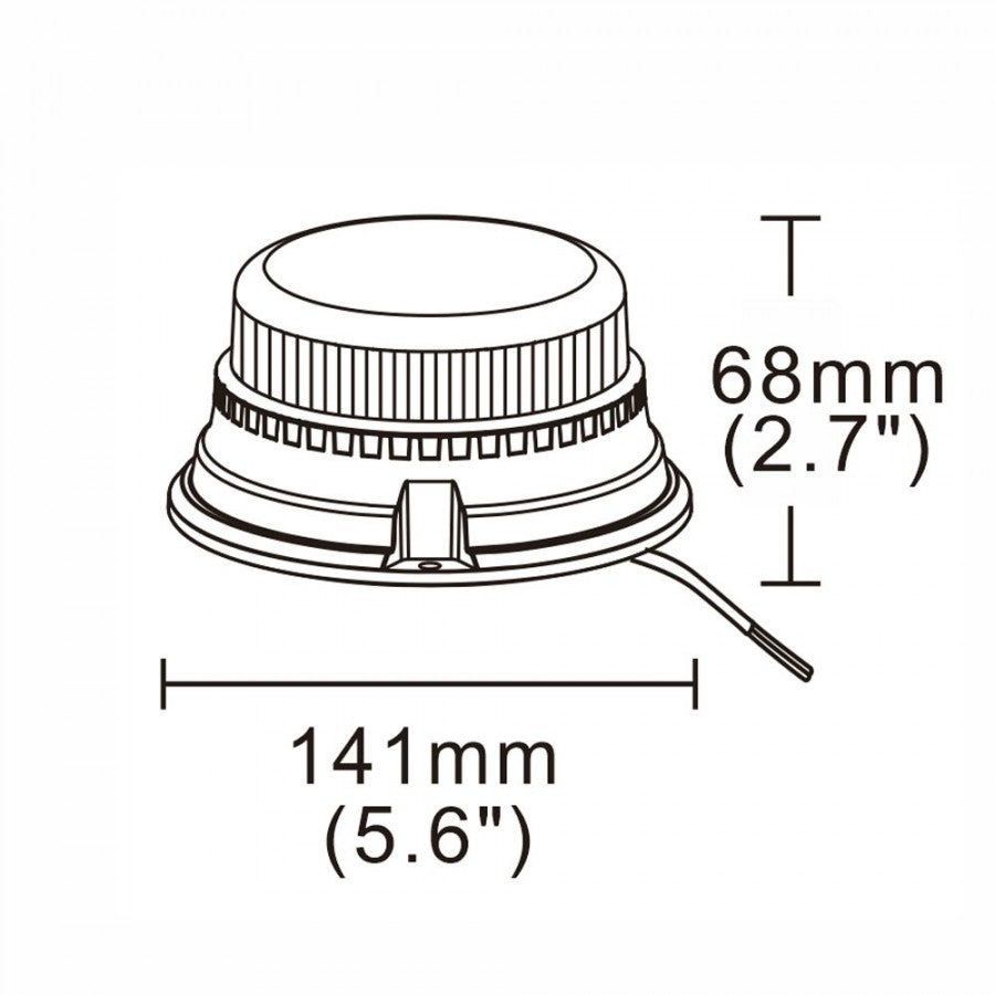 Truck LED ECE R65 LED Low Profile Flashing Beacon Amber - Three Bolt Mount