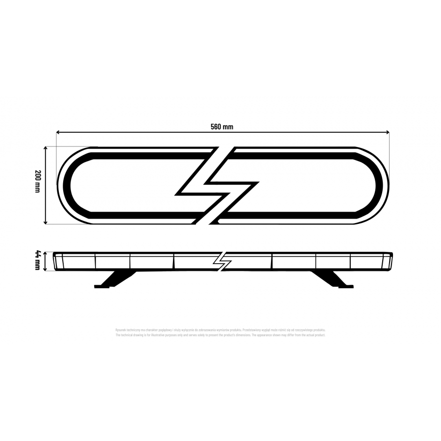 Truck LED ECE R65 Compact Strobe Warning LED Lightbar Amber Magnetic Mount - 560mm