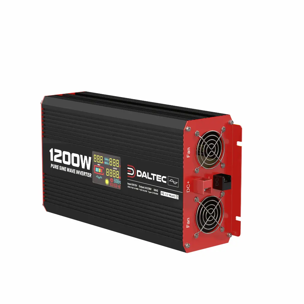 12V 1200W Pure Sine Wave Power Inverter – DC to AC, LCD Display, Wireless Remote, IP21