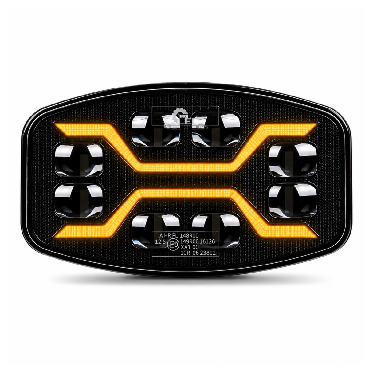 Truck LED X Range 3-in-1 Oval Driving Lamp – White Position Light & R65 Amber Warning Strobe, 12–24V