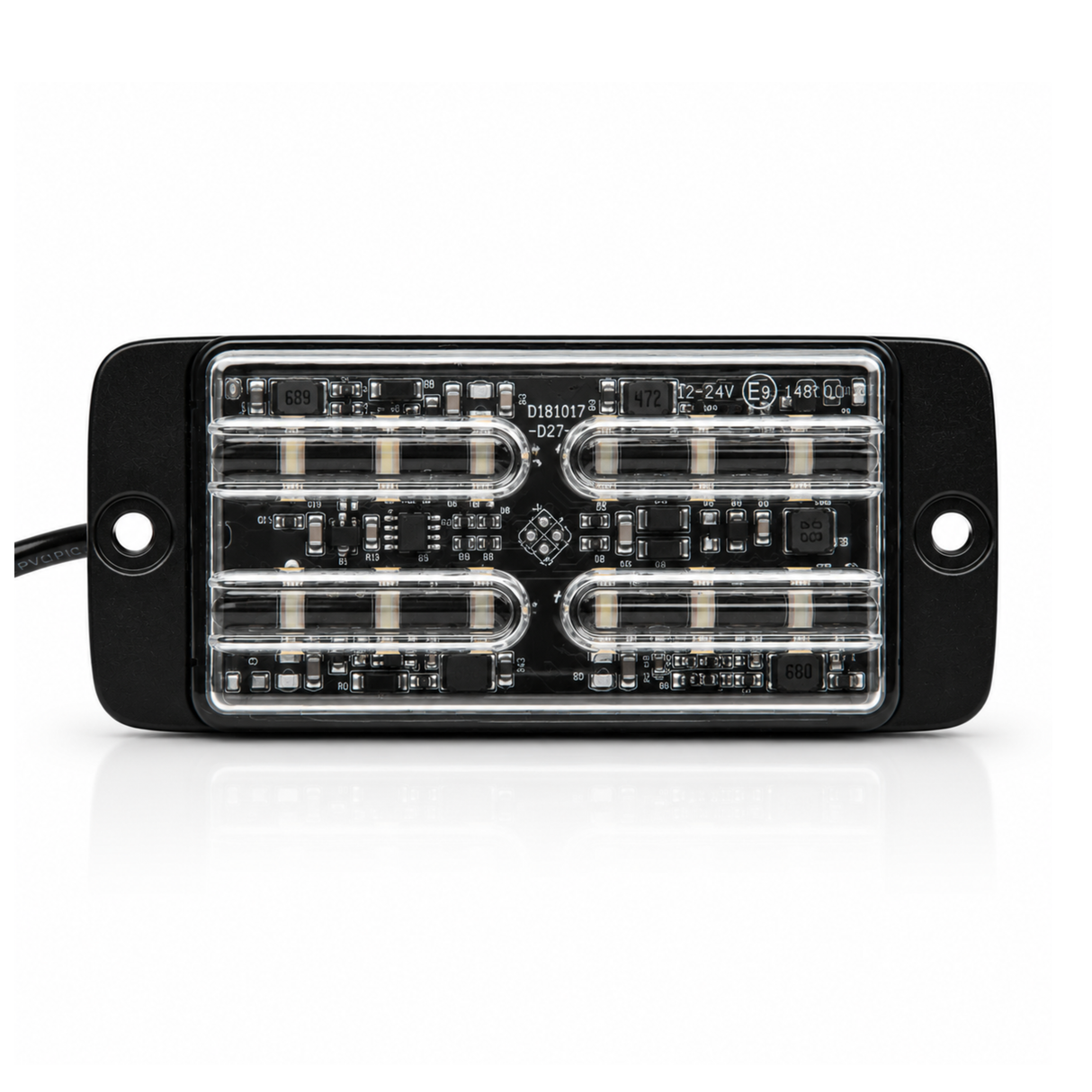 Ultra Slim 12 LED R65 Surface Mount Warning Light – Amber LED Strobe Module 12/24V