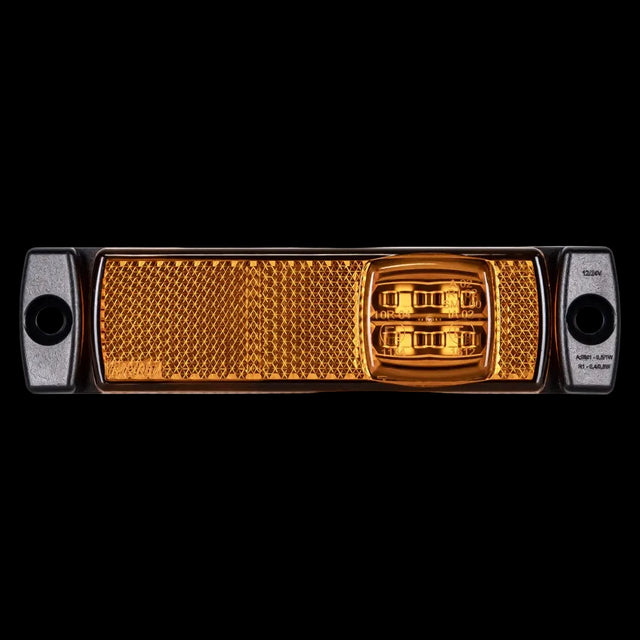 Truck amber LED side marker lamp, 12-30V DC, surface mount, ECE E9/EMC approved, 130×32×15 mm