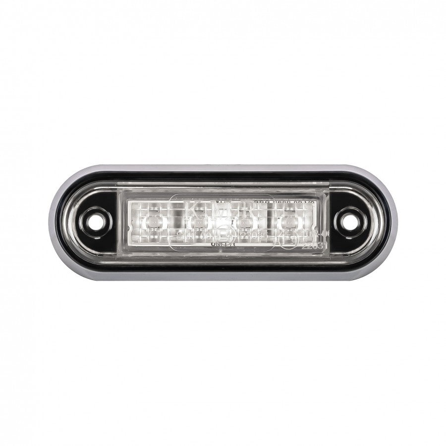 Truck LED 12/24V compact low-profile marker lamp with screw mounts and clear LED module.