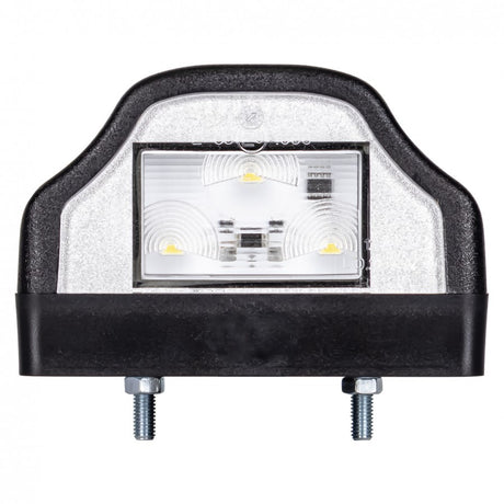 Truck LED 8 Series license plate lamp, 12/24V, dual bolt spacing for easy mounting.
