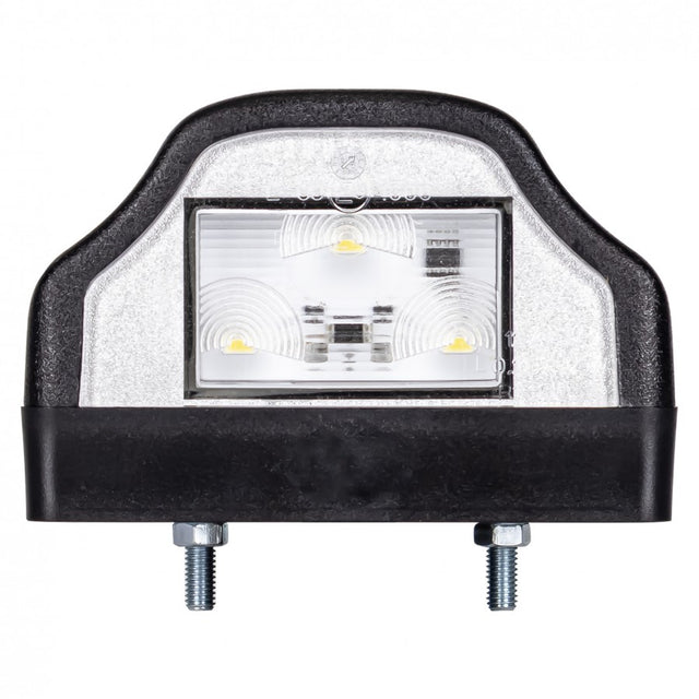 Truck LED 8 Series license plate lamp, 12/24V, dual bolt spacing for easy mounting.