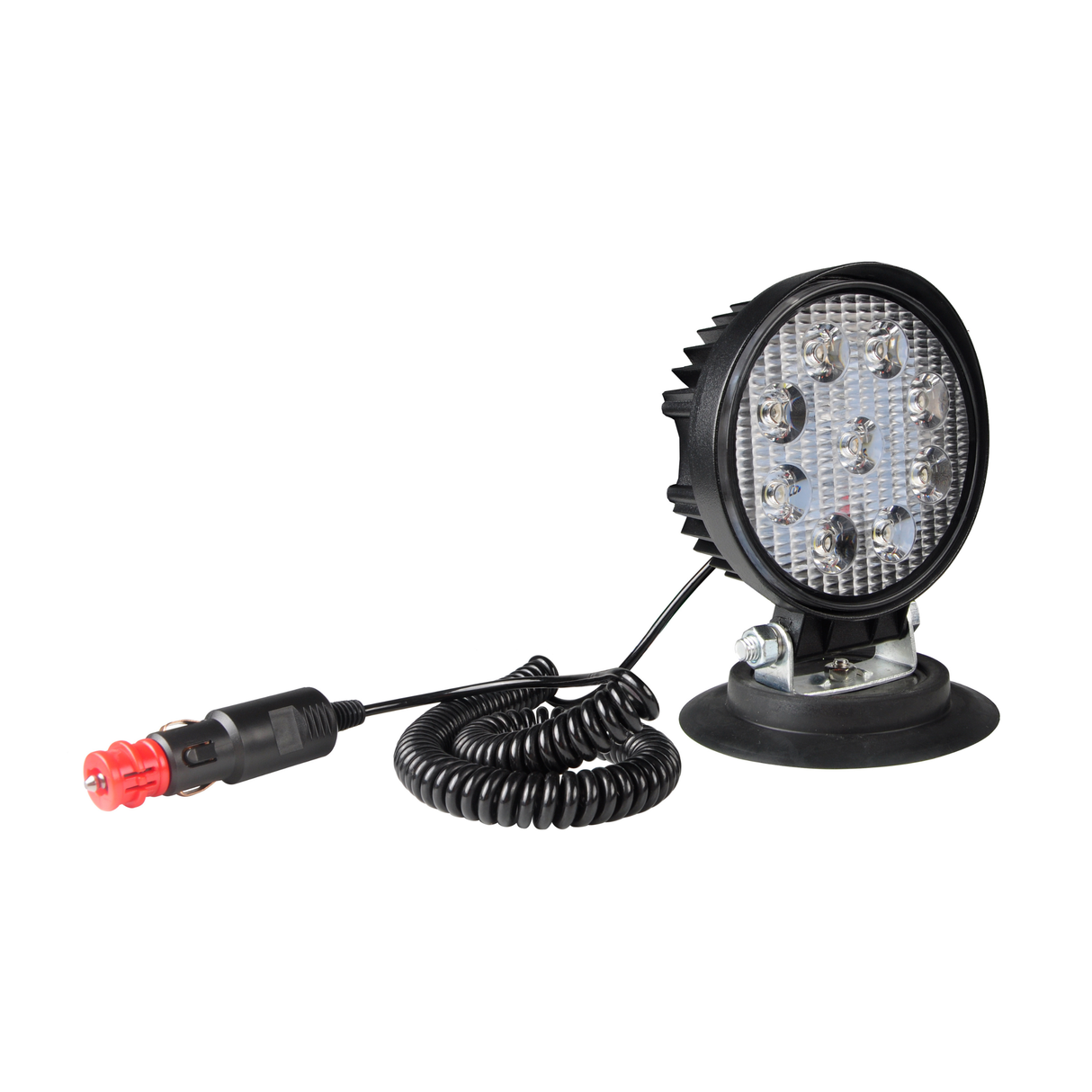 LAP Magnetic 27W Round LED Work Lamp – 1800 Lumen Flood Beam with Cigarette Plug, ECE R10 Approved, 10–30V