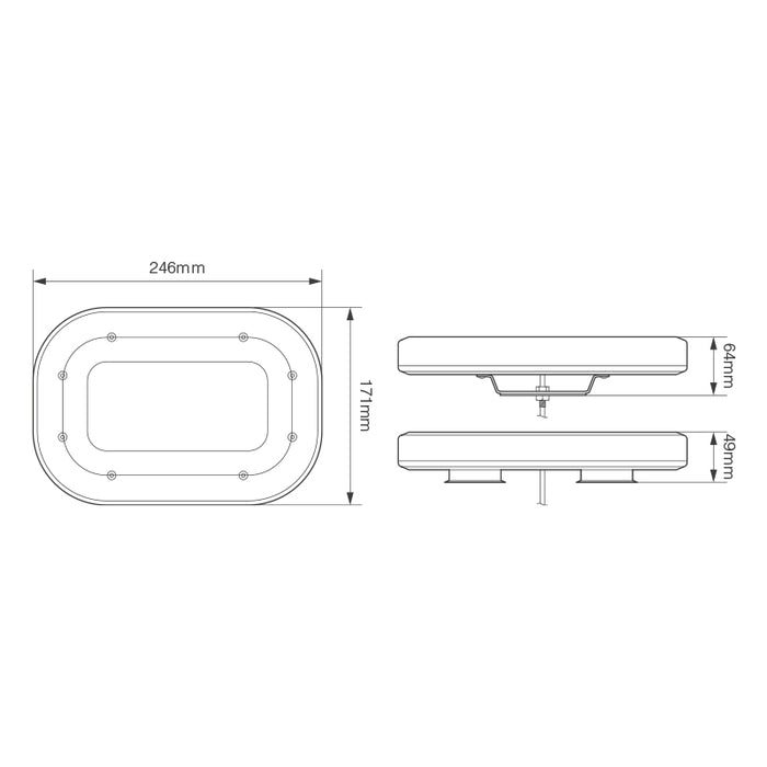 LED Autolamps MLB 246 Mini R65 Approved Compact LED Lightbar (Amber Lens) - Magnetic Mount