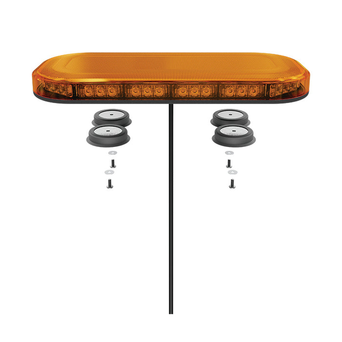 LED Autolamps MLB 380 Mini R65 Approved Compact LED Lightbar (Amber Lens) - Magnetic Mount