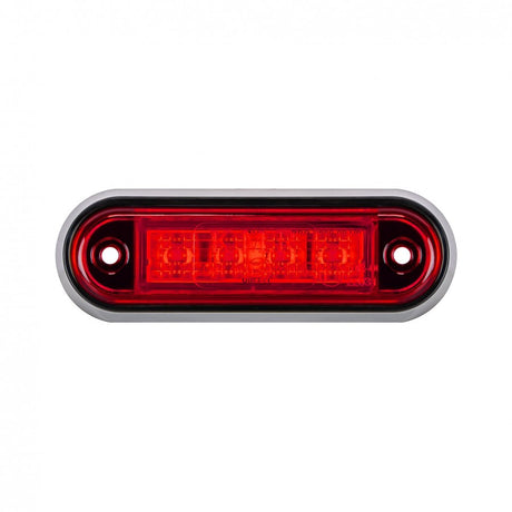 Red rear marker lamp for trucks, 12/24V, 4 LEDs, screw mount, compact low-profile 100x33x17mm.