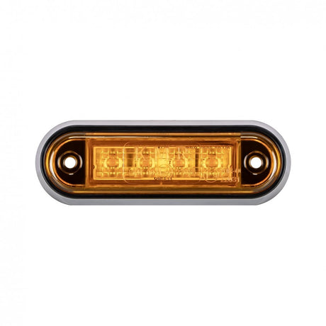 Amber oval Truck LED marker lamp, 4 LEDs, 12/24V dual voltage, screw-mount, compact low-profile.