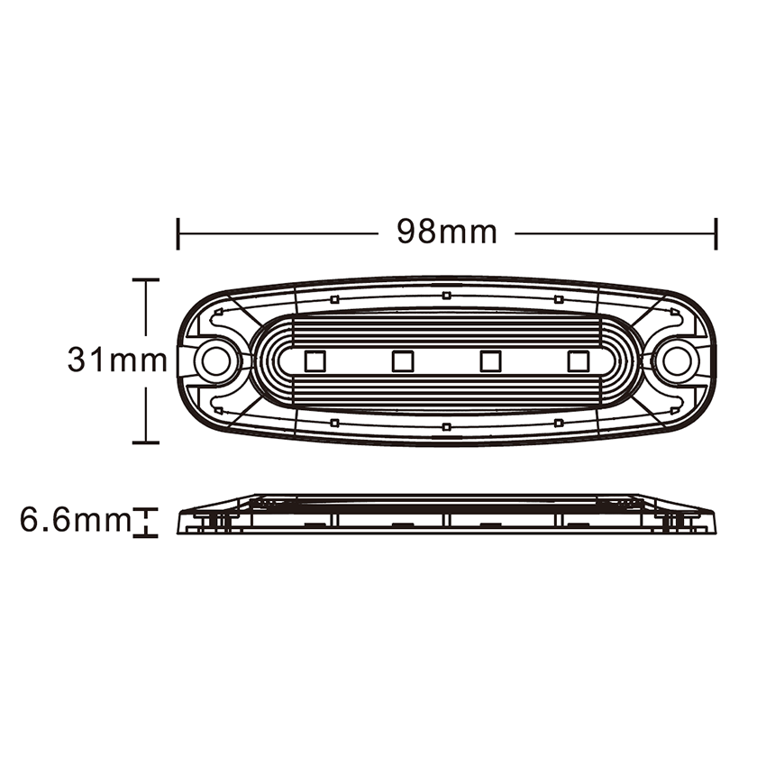 707 Series 4-LED Low Profile LED Strobe Warning Grille Lamp 12/24V