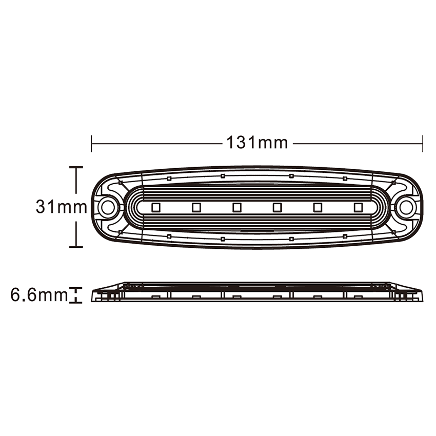 707 Series 6-LED Low Profile LED Strobe Warning Grille Lamp 12/24V