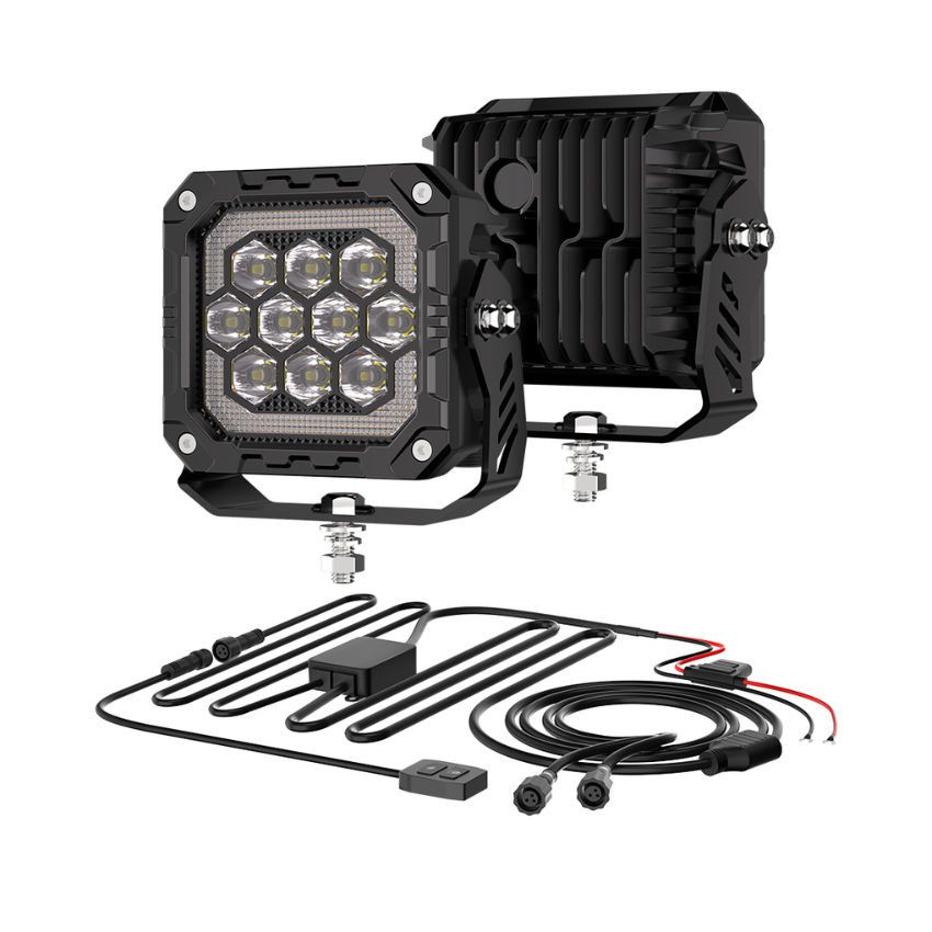 Odyssey 4" Twin LED Off-Road Light Kit with Position Lights – 2,600 Lumens, 9-36V