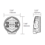 Odyssey 7" Round LED Off-Road Light with Position Light – 14,000 Lumens, 9-36V – Single Unit