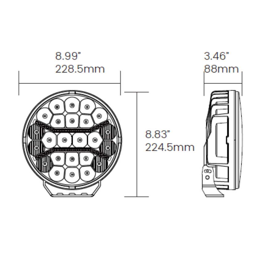 Odyssey 9" Round LED Off-Road Light with Position Light – 24,000 Lumens, 9-36V – Single Unit