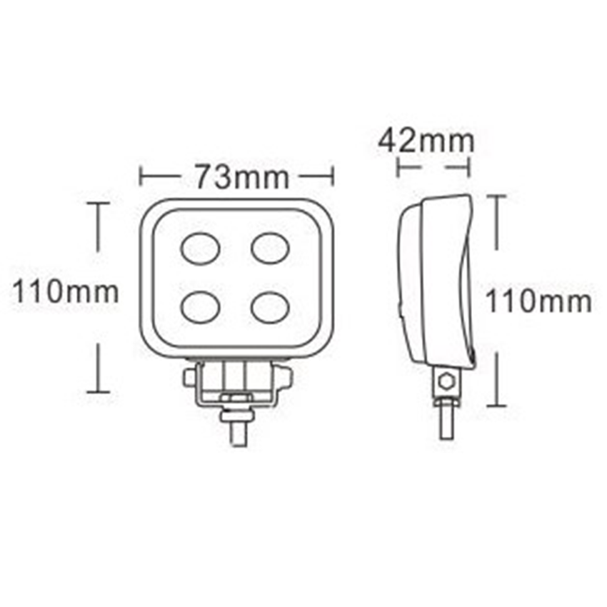 604 Series 12W Square 12/24V LED Utility Worklight Lamp