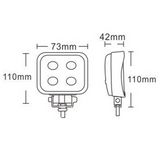 604 Series 12W Square 12/24V LED Utility Worklight Lamp