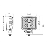 12W Square LED Flood Lamp with AMP Connector 12/24V Dual Voltage