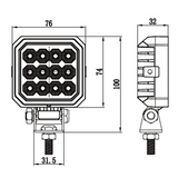6100 Series Premium Vehicle Square LED Flood Work Lamp 12/24V - 36W