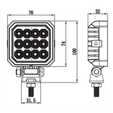 6100 Series Premium Vehicle Square LED Flood Work Reverse Lamp 12/24V R23 - 18W