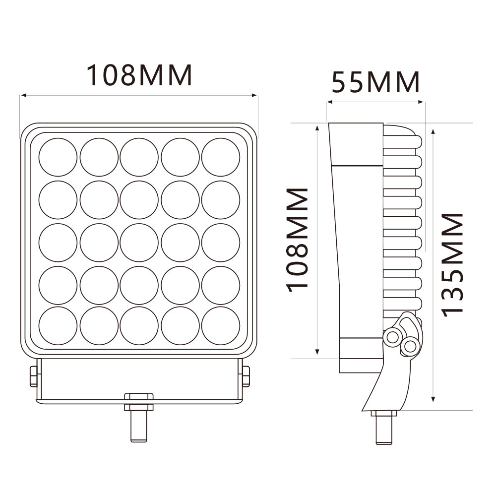 High Power WL615 Ultra Bright IP67 75W Vehicle LED Flood Work Lamp