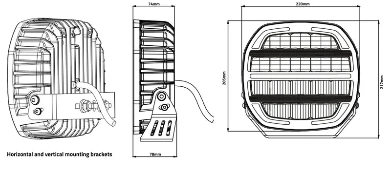 TRALERT® Phantom LED Driving Light 9" – 16,000lm Dark Look Black, 12–24V with Dual Colour Position Light