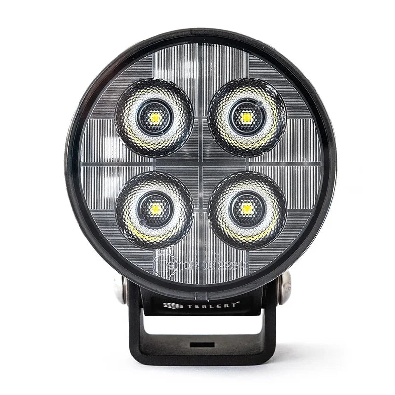 TRALERT® Onix Round LED Work Light – 3800lm Flood Beam, 40W, 12–24V with Integrated DT Connector