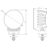 TRALERT® Onix Round LED Work Light – 3800lm Flood Beam, 40W, 12–24V with Integrated DT Connector