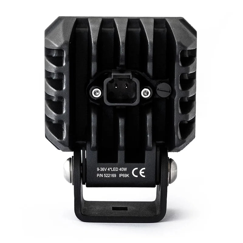 TRALERT® Onix Square LED Work Light – 3800lm Flood Beam, 40W, 12–24V with Integrated DT Connector