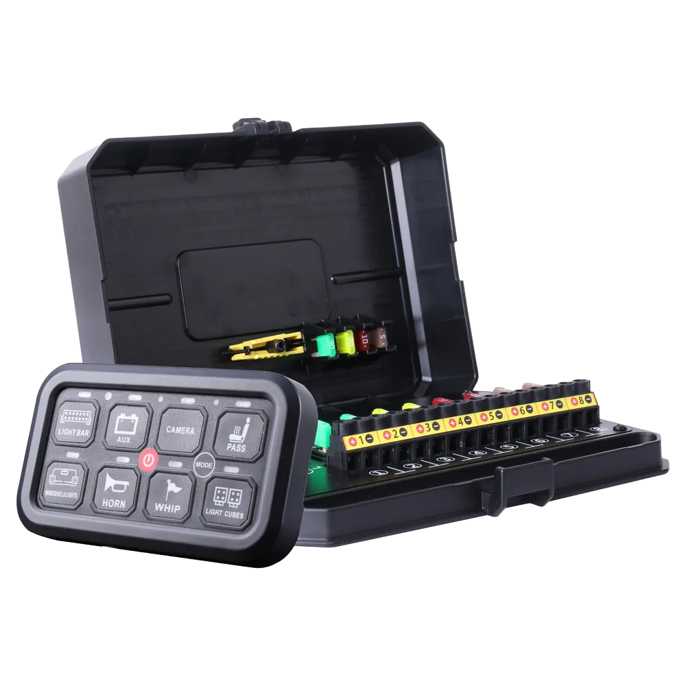 TRALERT® 8-PAD LED Lighting Switch Panel with Smartphone App Control – 8-Button RGB Controller, 12/24V, ECE R10