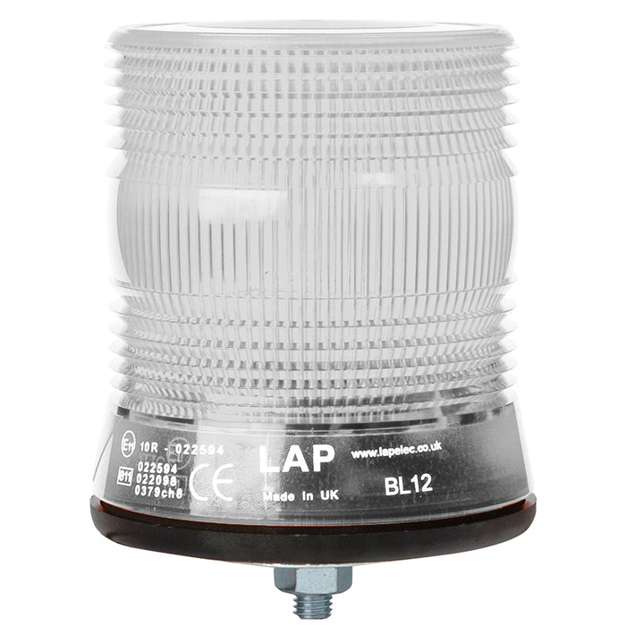LAP Electrical LKB Clear Lens R65 Approved LED Flashing Beacon - Single Bolt