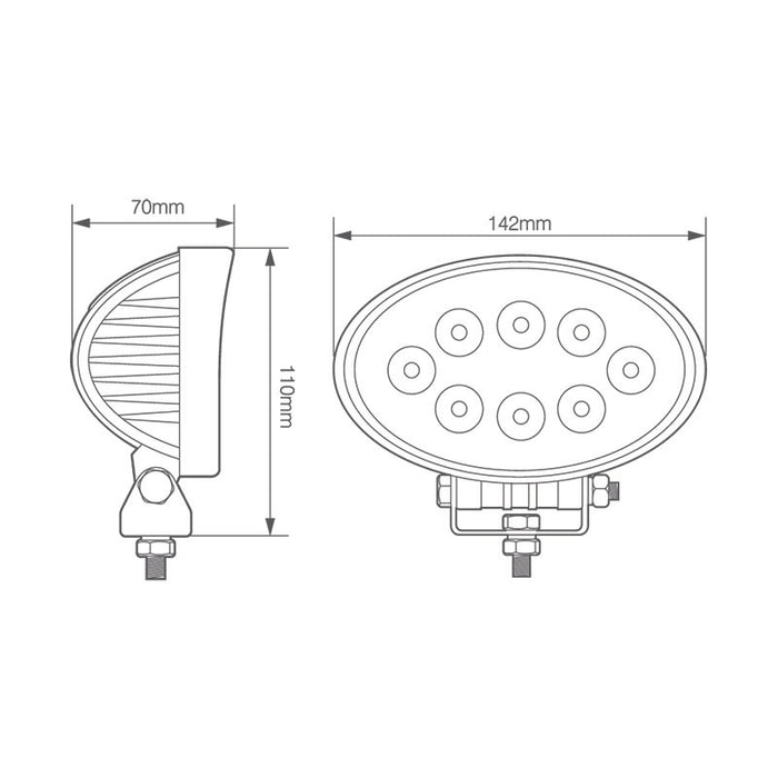 LED Autolamps 24W Oval Flood Lamp RL14024BM