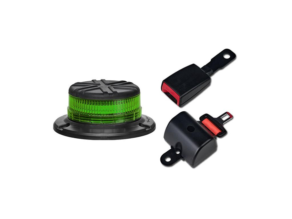 LAP Electrical Low Profile LED Green Flashing Beacon Seat Belt Kit - Three Bolt Mounting